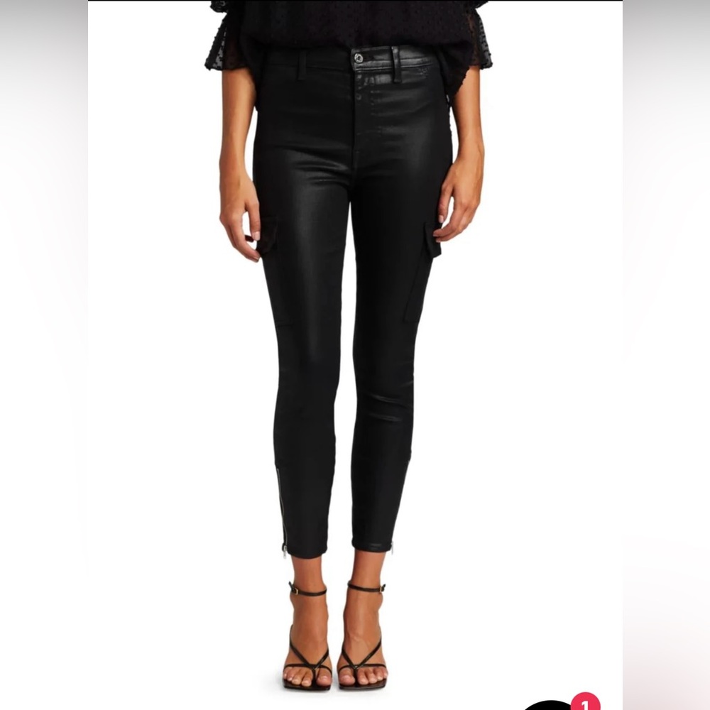 7 For All Mankind Sleek Black Skinny Cargo Pants with Ankle Zipper -26